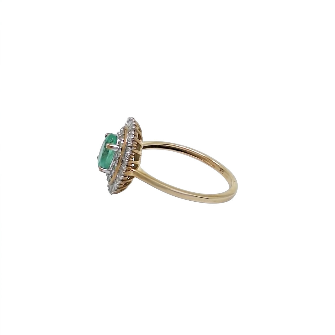 9ct Yellow Gold Emerald & Diamond Ring 1.00ct