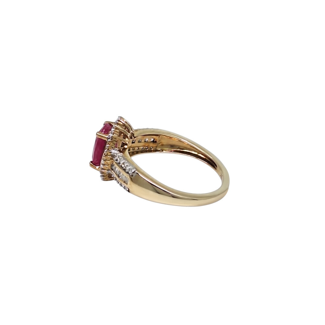 9ct Yellow Gold Ruby & Diamond Cluster Ring
