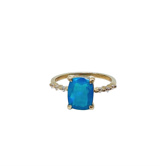 9ct Yellow Gold Paraiba Opal & Zircon Ring 1.43ct
