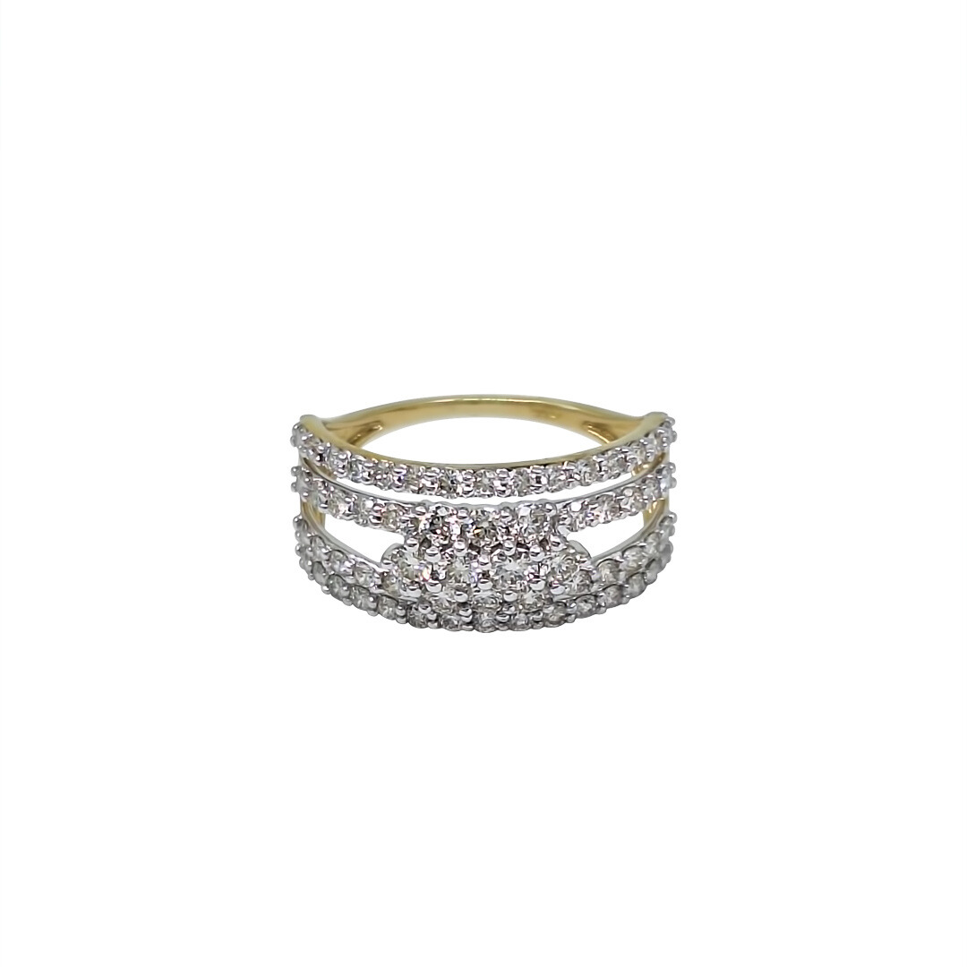 9ct Yellow Gold Diamond Fancy Band Ring 1ct