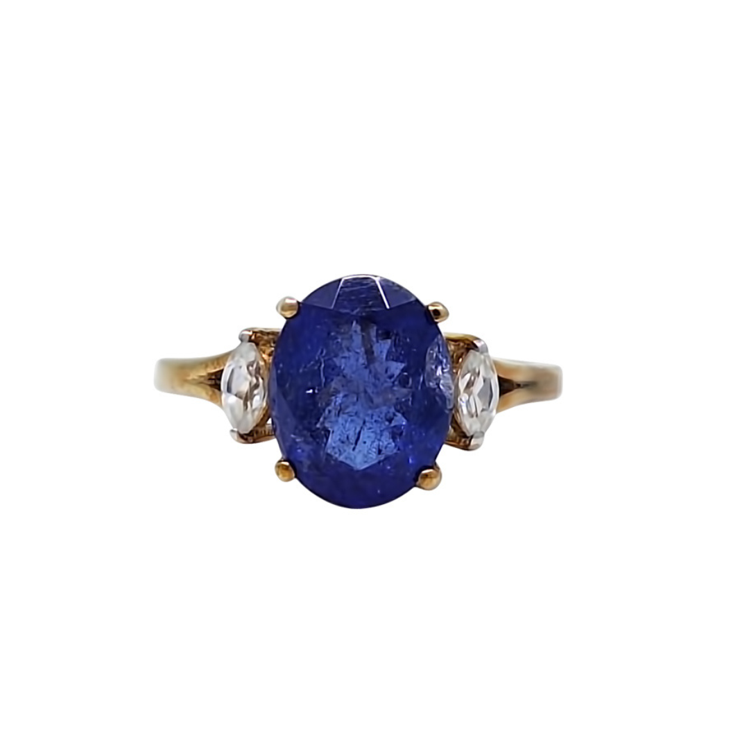 9ct Yellow Gold Tanzanite & Zircon Ring