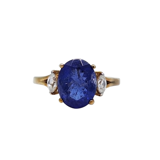 9ct Yellow Gold Tanzanite & Zircon Ring