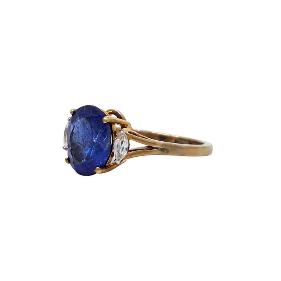 9ct Yellow Gold Tanzanite & Zircon Ring