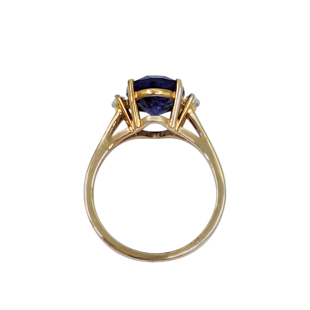 9ct Yellow Gold Tanzanite & Zircon Ring