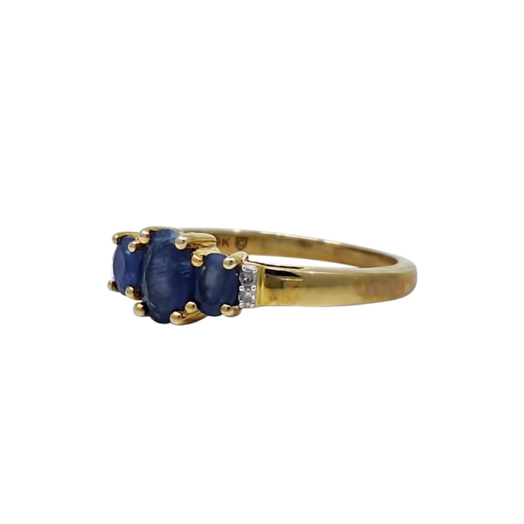 9ct Yellow Gold Burmese Sapphire & Diamond Ring