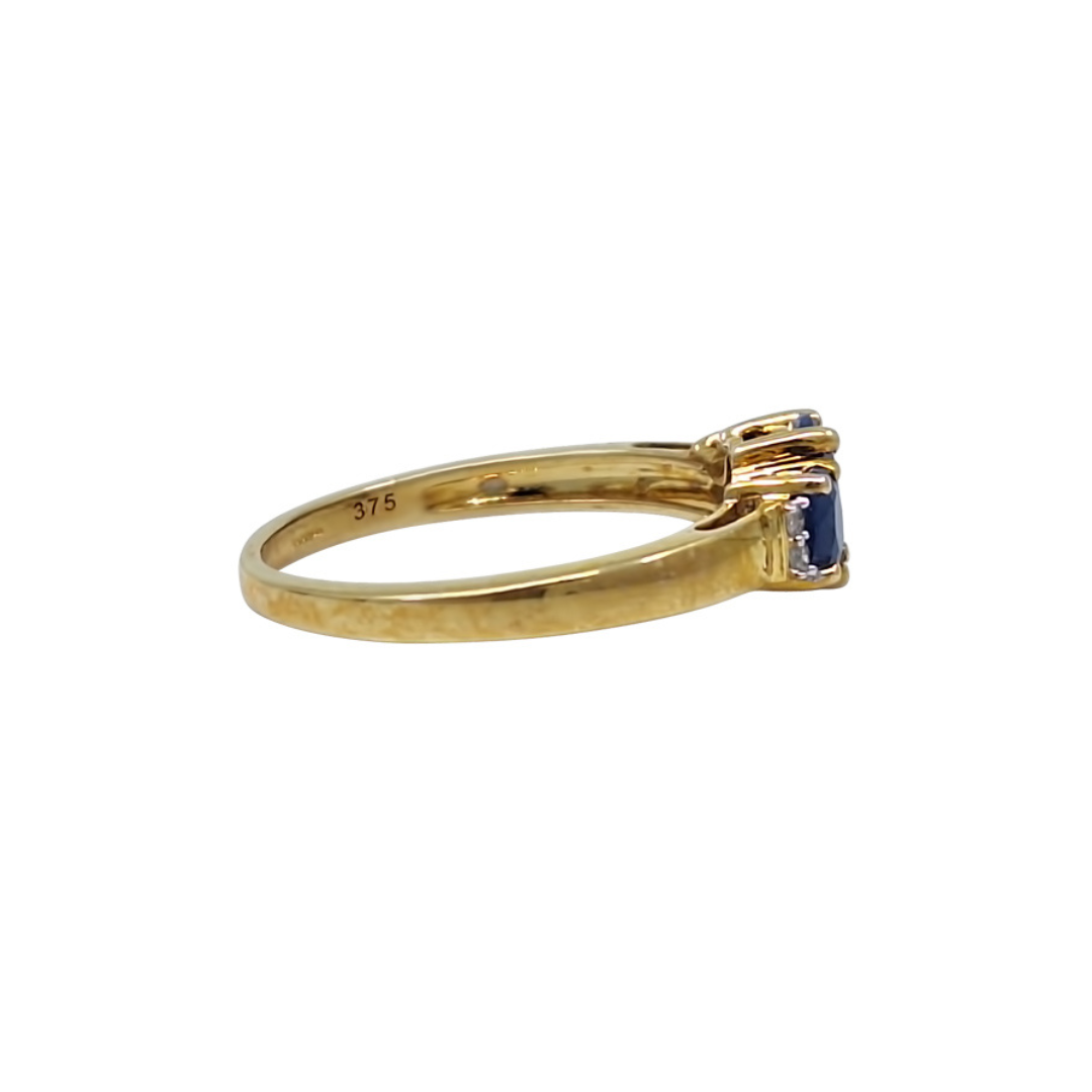 9ct Yellow Gold Burmese Sapphire & Diamond Ring