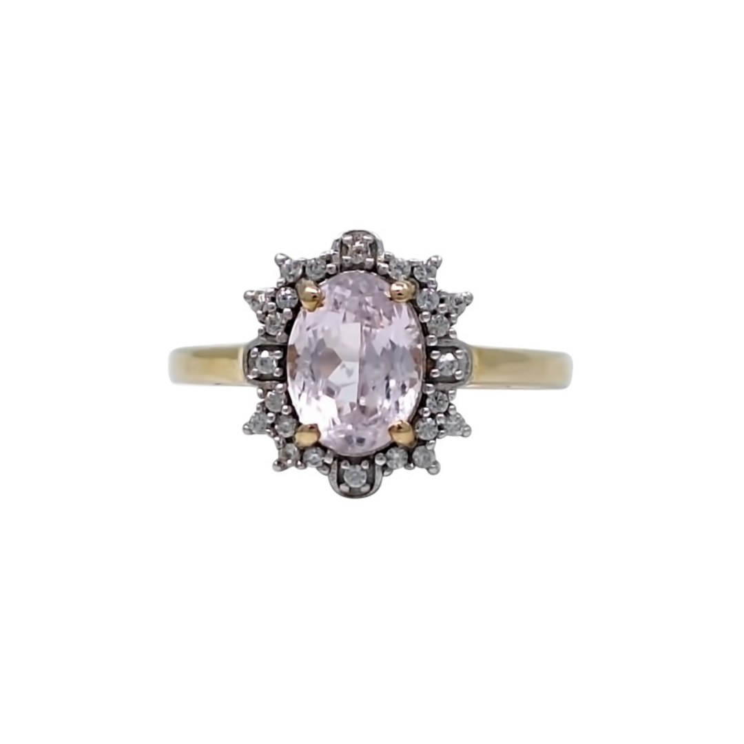 9ct Yellow Gold Minas Gerais Kunzite & Zircon Cluster Ring