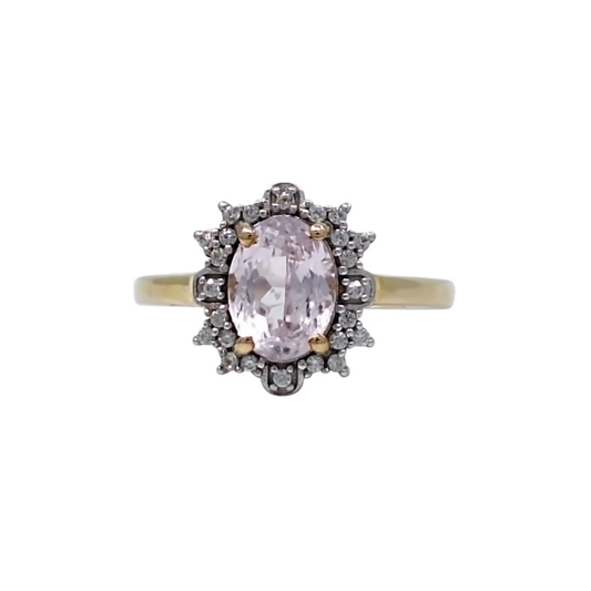 9ct Yellow Gold Minas Gerais Kunzite & Zircon Cluster Ring