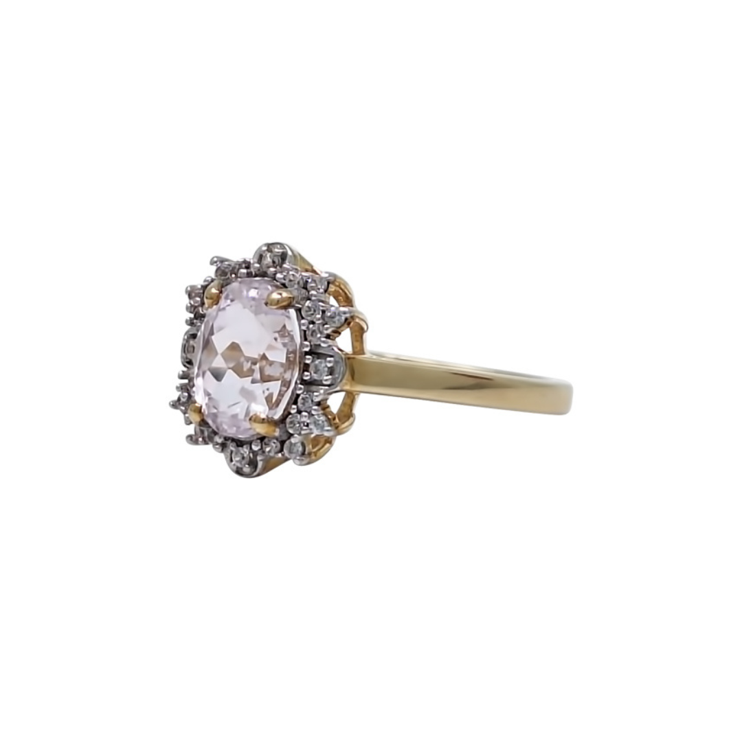 9ct Yellow Gold Minas Gerais Kunzite & Zircon Cluster Ring