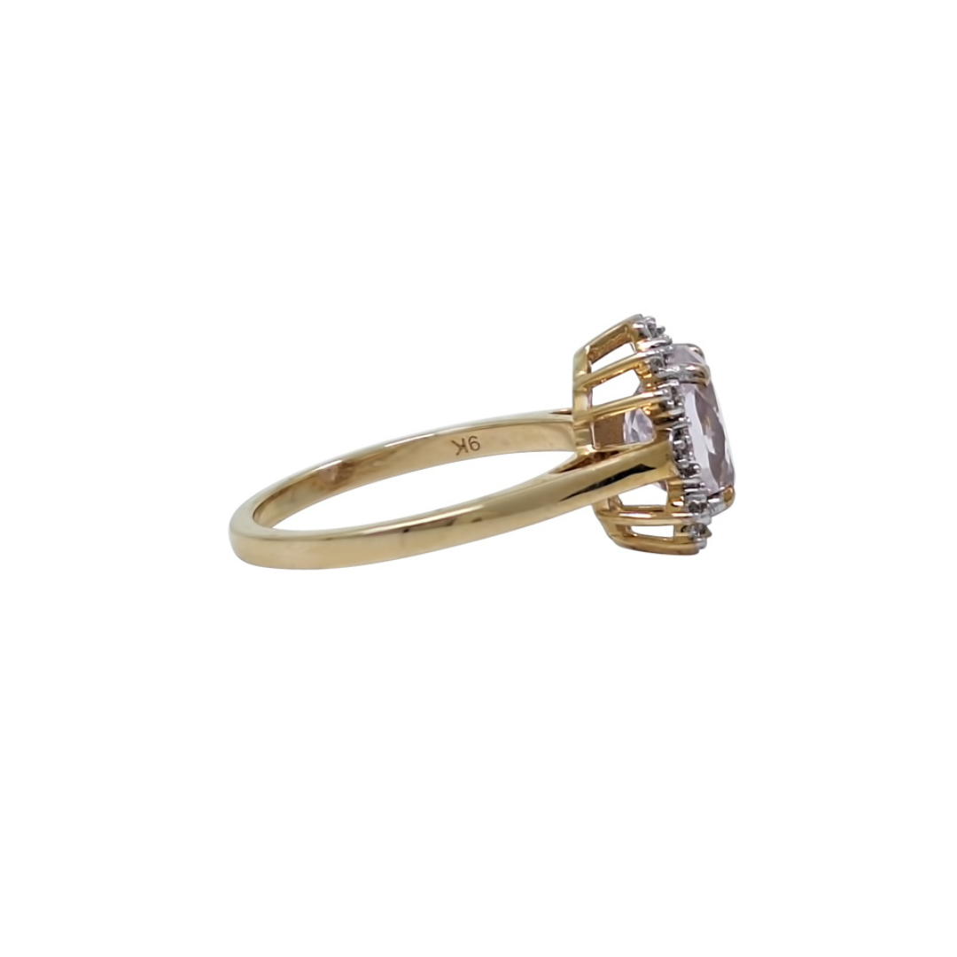 9ct Yellow Gold Minas Gerais Kunzite & Zircon Cluster Ring