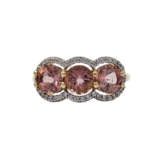 9ct Yellow Gold Lotus Tourmaline & Zircon Cluster Ring