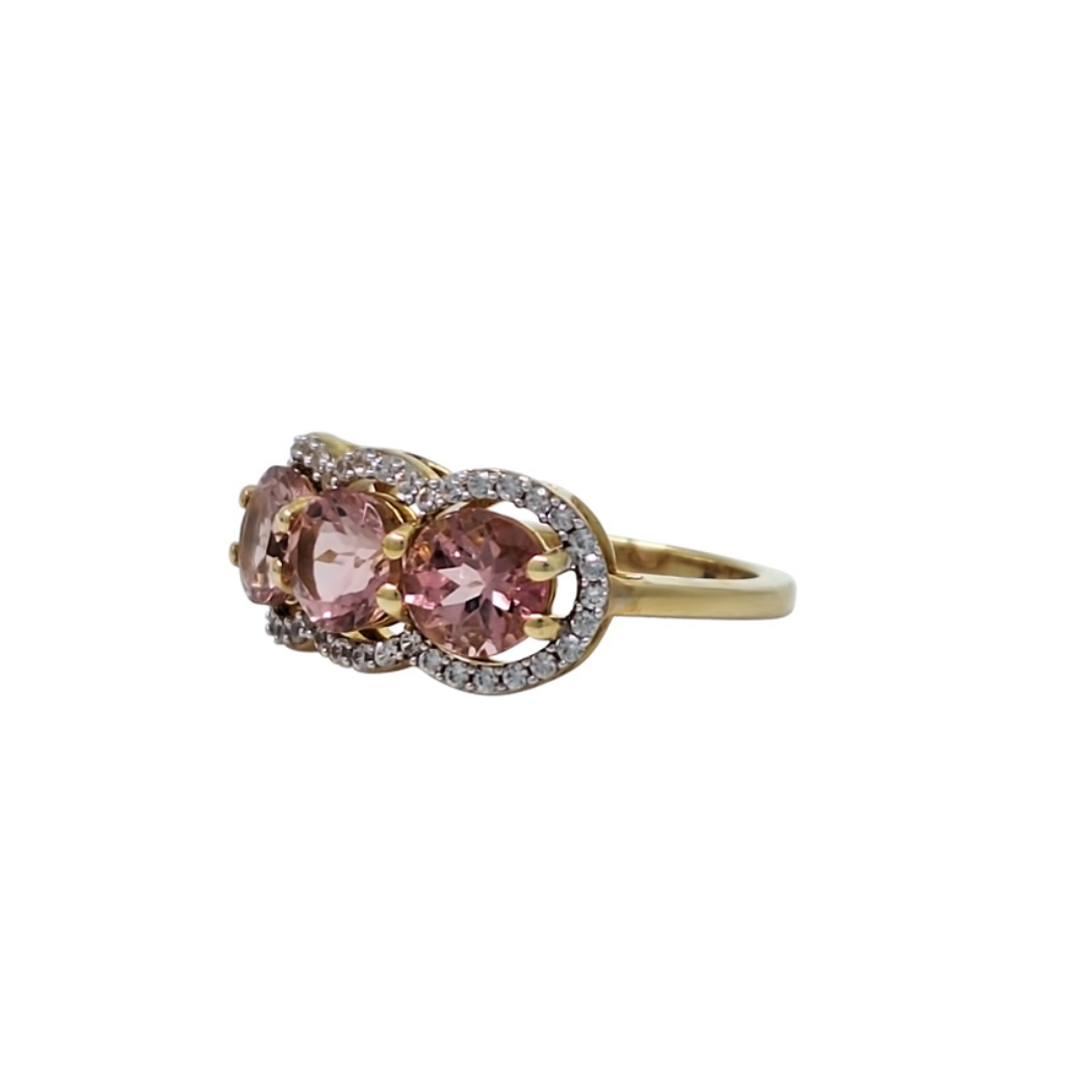 9ct Yellow Gold Lotus Tourmaline & Zircon Cluster Ring