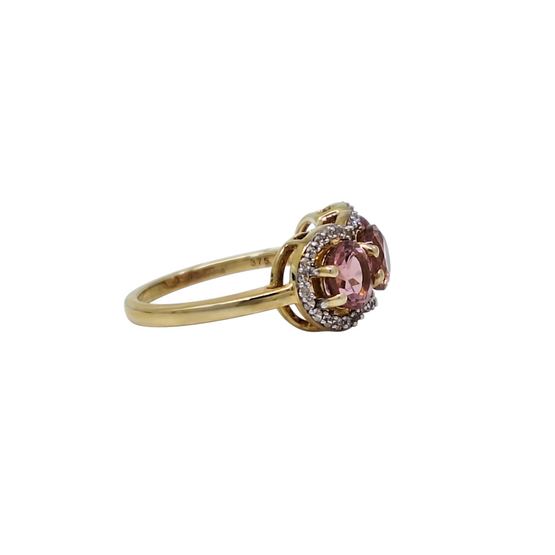 9ct Yellow Gold Lotus Tourmaline & Zircon Cluster Ring