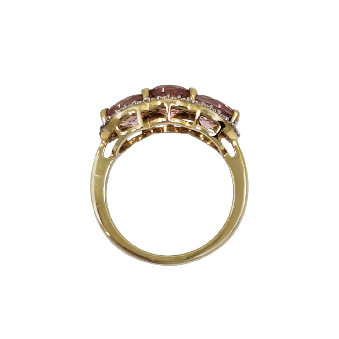 9ct Yellow Gold Lotus Tourmaline & Zircon Cluster Ring