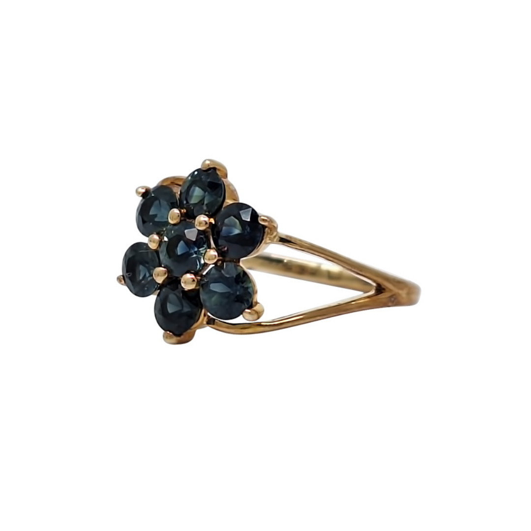 9ct Yellow Gold Australian Blue Sapphire Cluster Ring