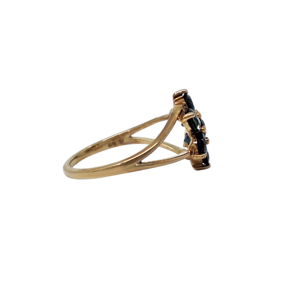 9ct Yellow Gold Australian Blue Sapphire Cluster Ring