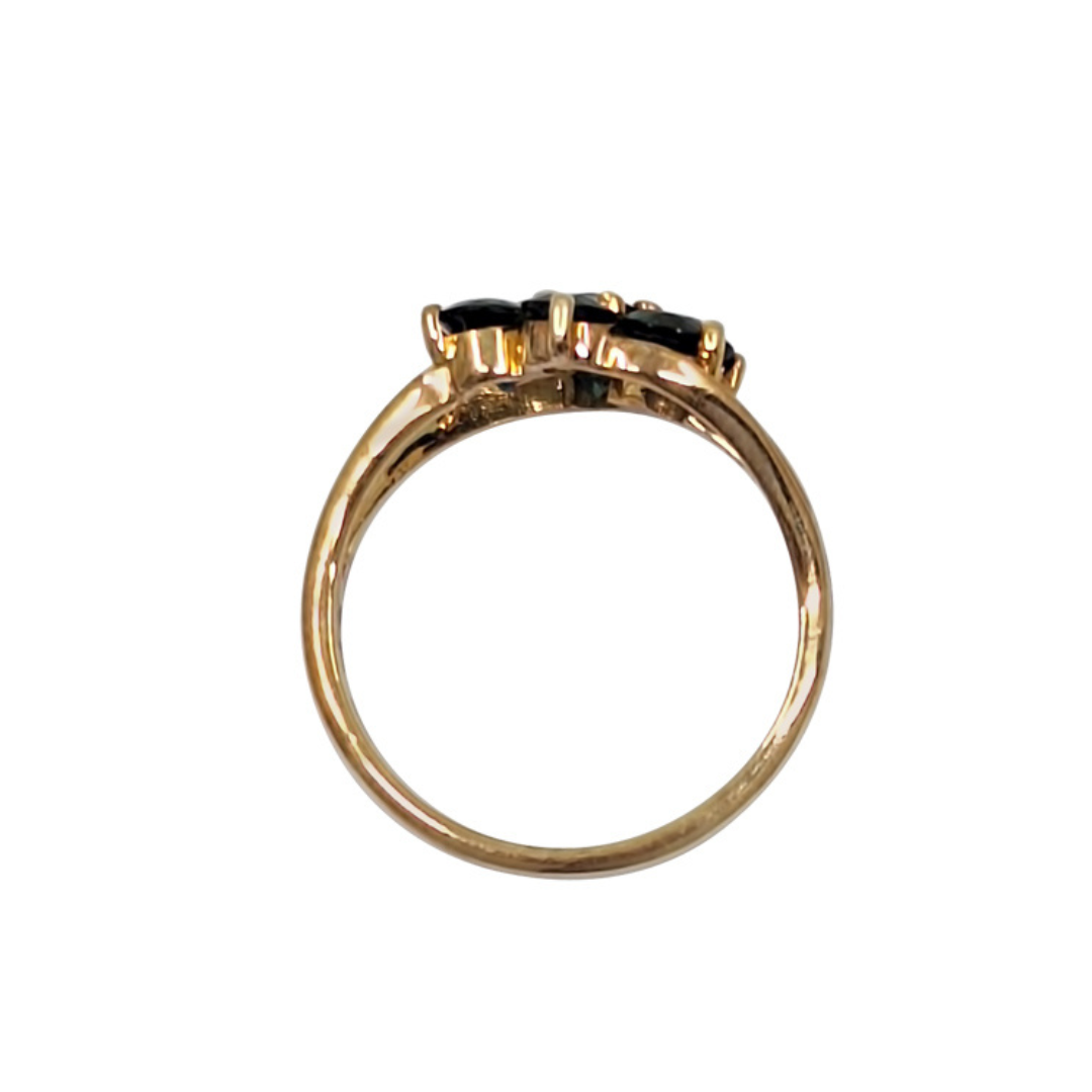 9ct Yellow Gold Australian Blue Sapphire Cluster Ring