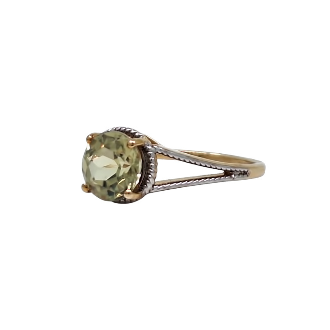 9ct Yellow Gold Csarite Solitaire Ring