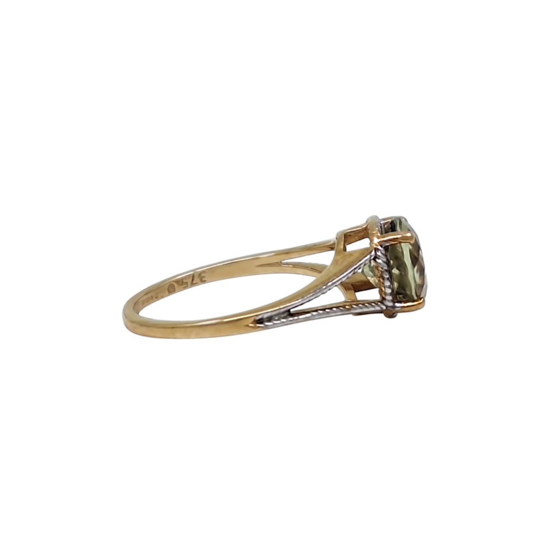 9ct Yellow Gold Csarite Solitaire Ring