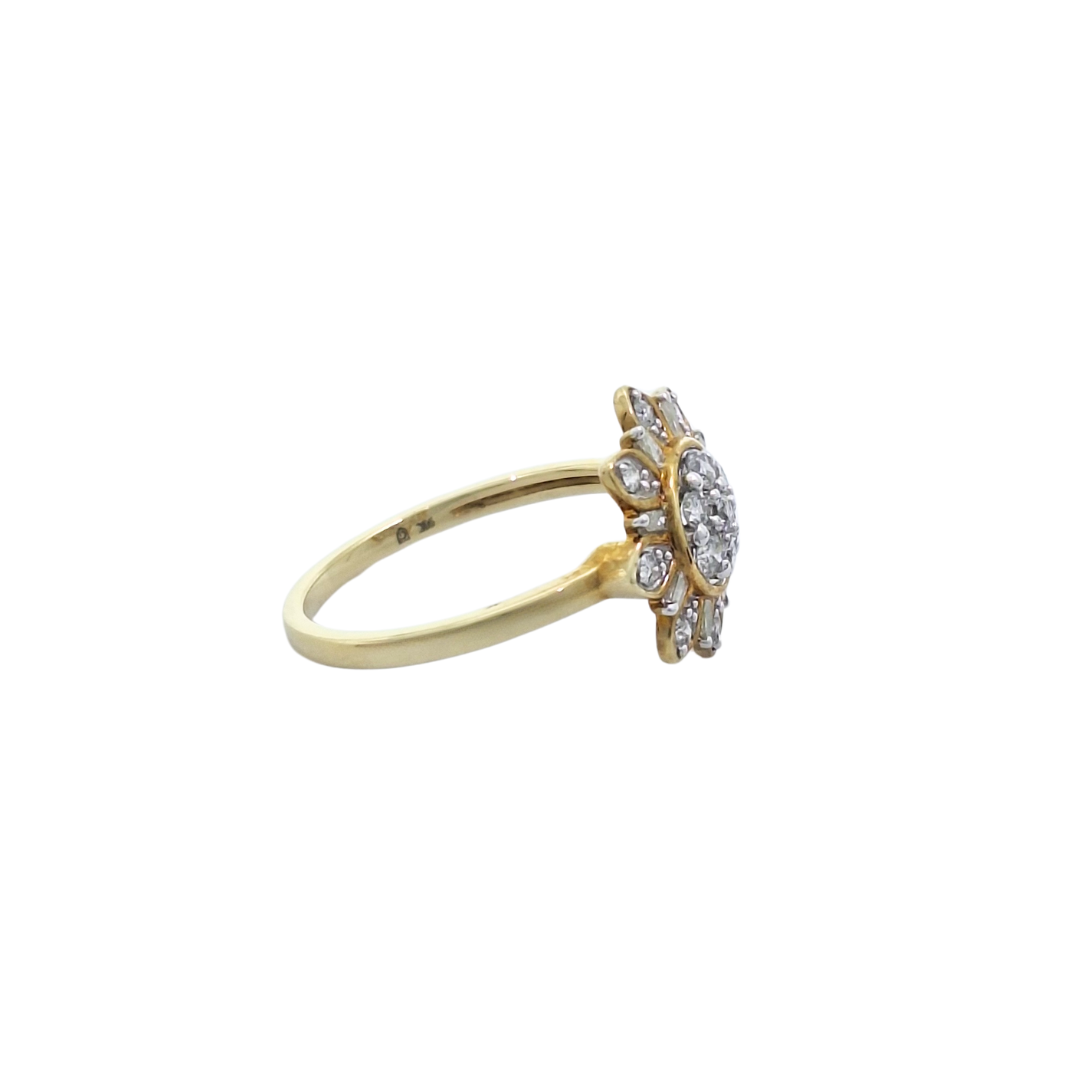 9ct Yellow Gold Diamond Flower Cluster Ring 0.50ct