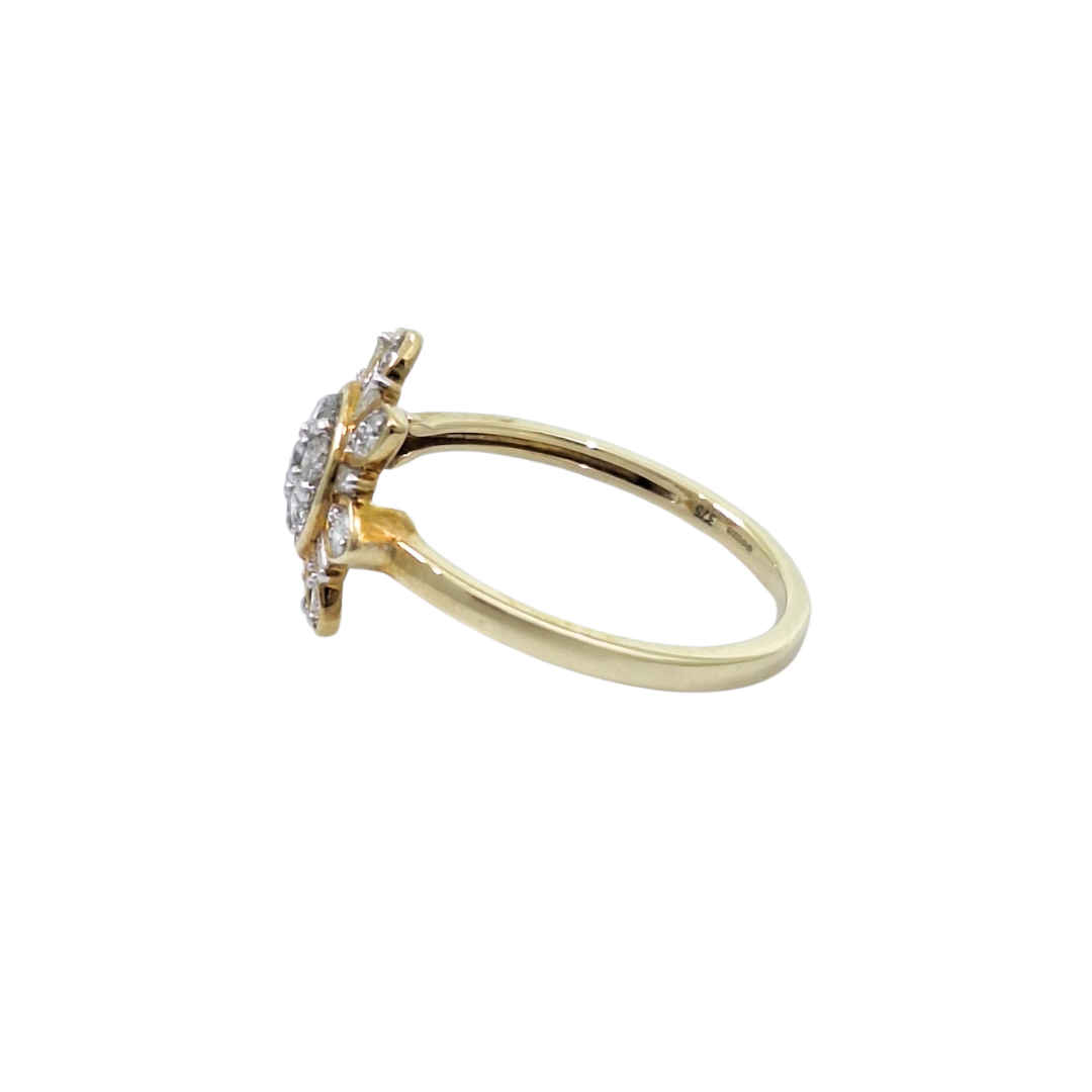 9ct Yellow Gold Diamond Flower Cluster Ring 0.50ct
