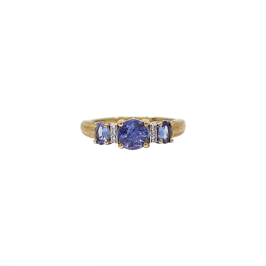 9ct Yellow Gold Tanzanite & Zircon Ring