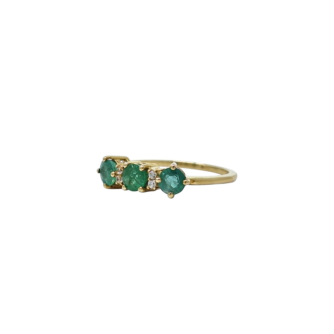 9ct Yellow Gold Emerald & Zircon Ring 0.82ct