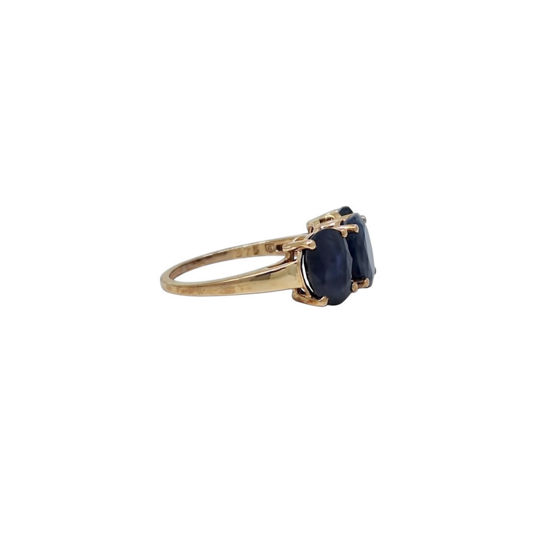 9ct Yellow Gold Trilogy Sapphire Ring 4.48ct
