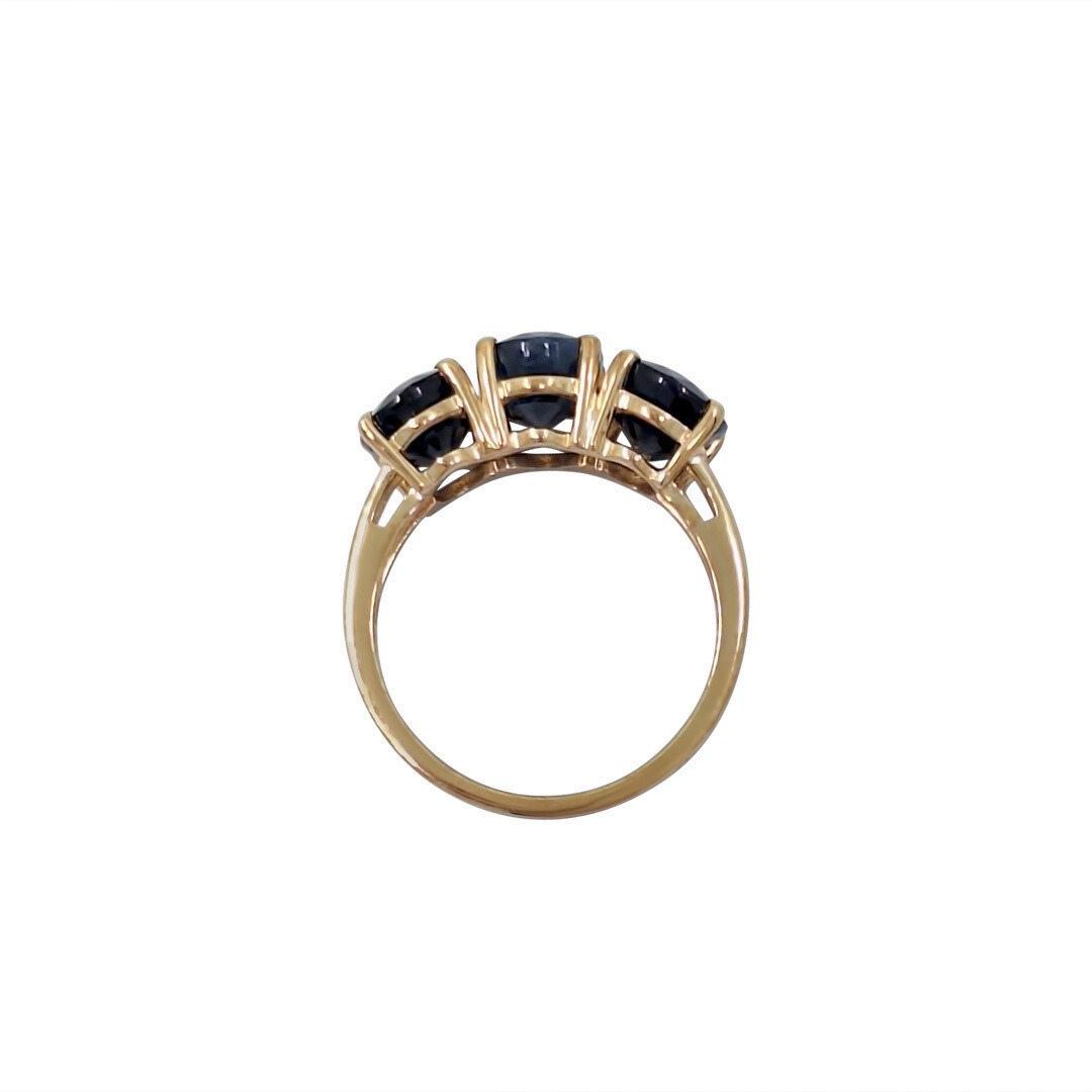 9ct Yellow Gold Trilogy Sapphire Ring 4.48ct