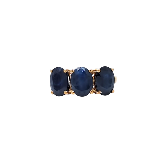 9ct Yellow Gold Trilogy Sapphire Ring 4.48ct