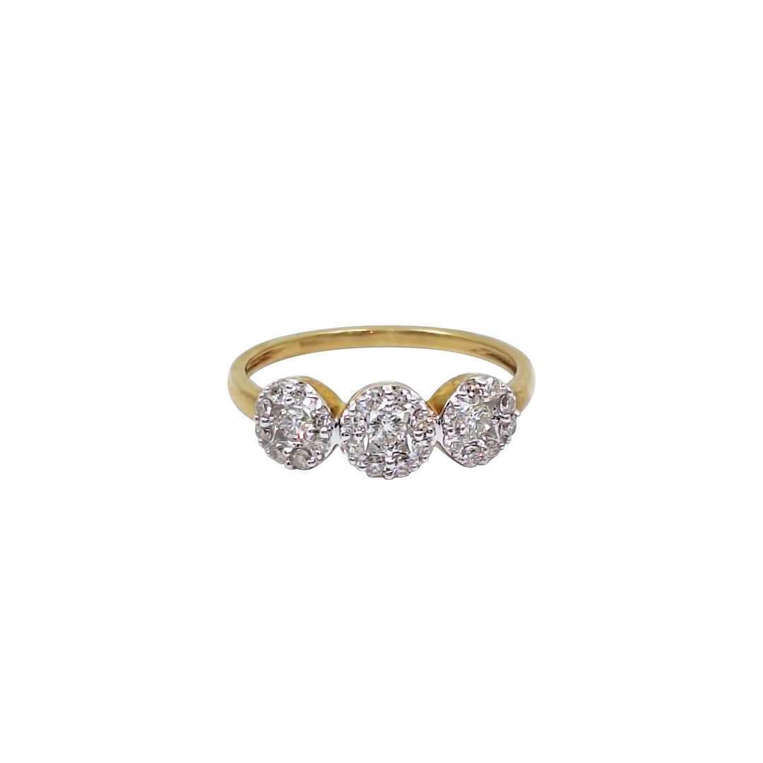 9ct Yellow Gold Illusion Set Cluster Ring 0.50ct