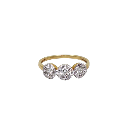 9ct Yellow Gold Illusion Set Cluster Ring 0.50ct