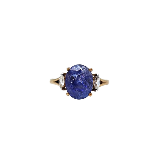 9ct Yellow Gold Tanzanite & Zircon Ring 1.80ct