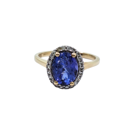 9ct Yellow Gold Tanzanite & Zircon Ring