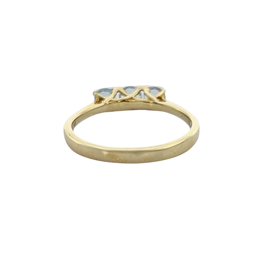 9ct Yellow Gold Aquamarine Three Stone Ring 0.45ct