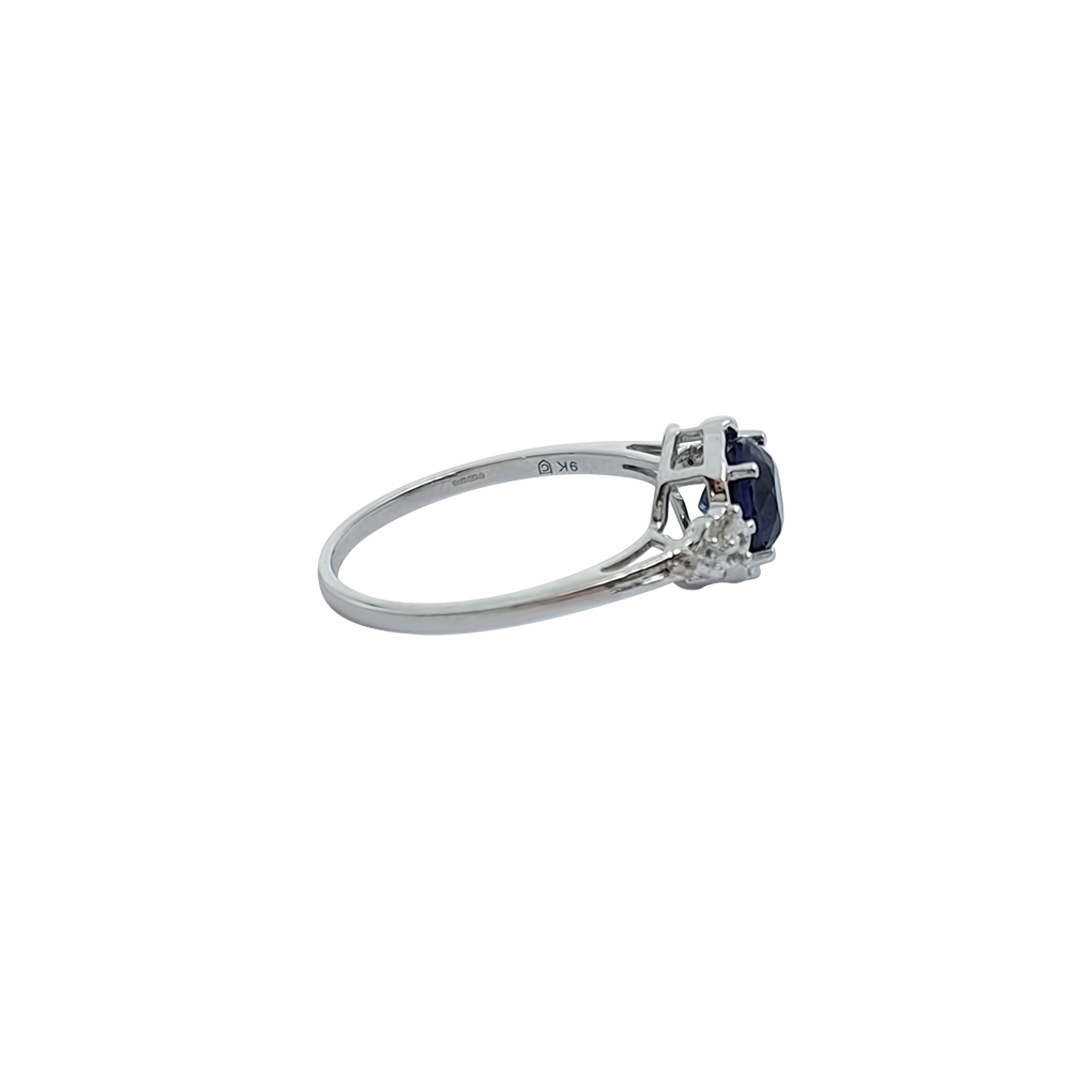 9ct White Gold Nilamani & Zircon Ring 1.14ct