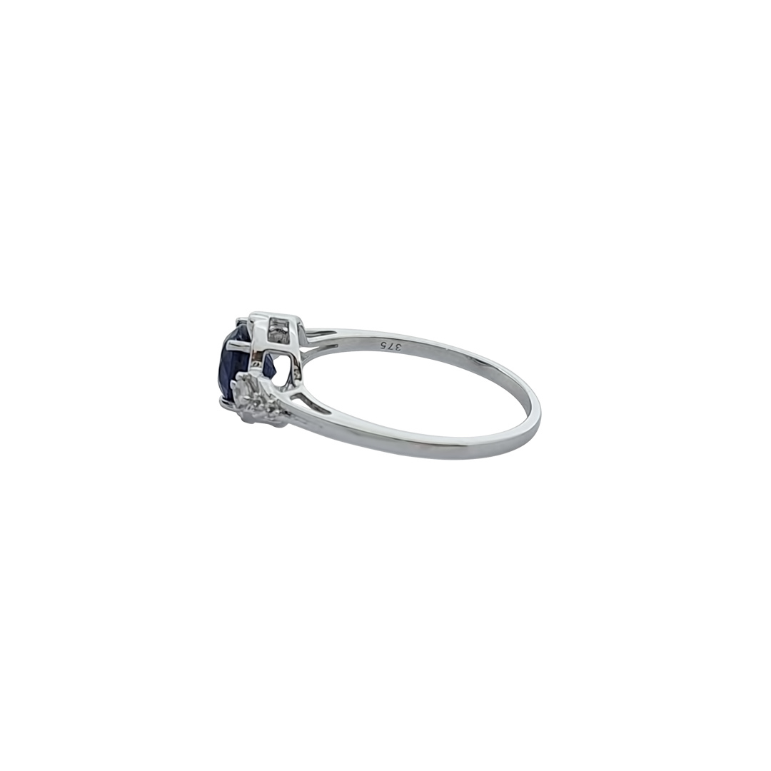 9ct White Gold Nilamani & Zircon Ring 1.14ct