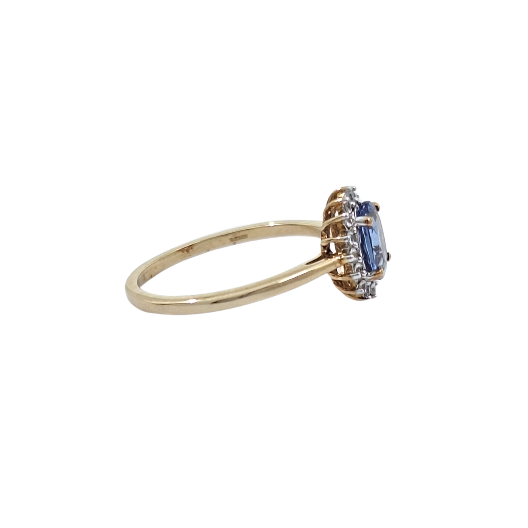 9ct Yellow Gold Peacock Tanzanite & Diamond Ring 2.30ct