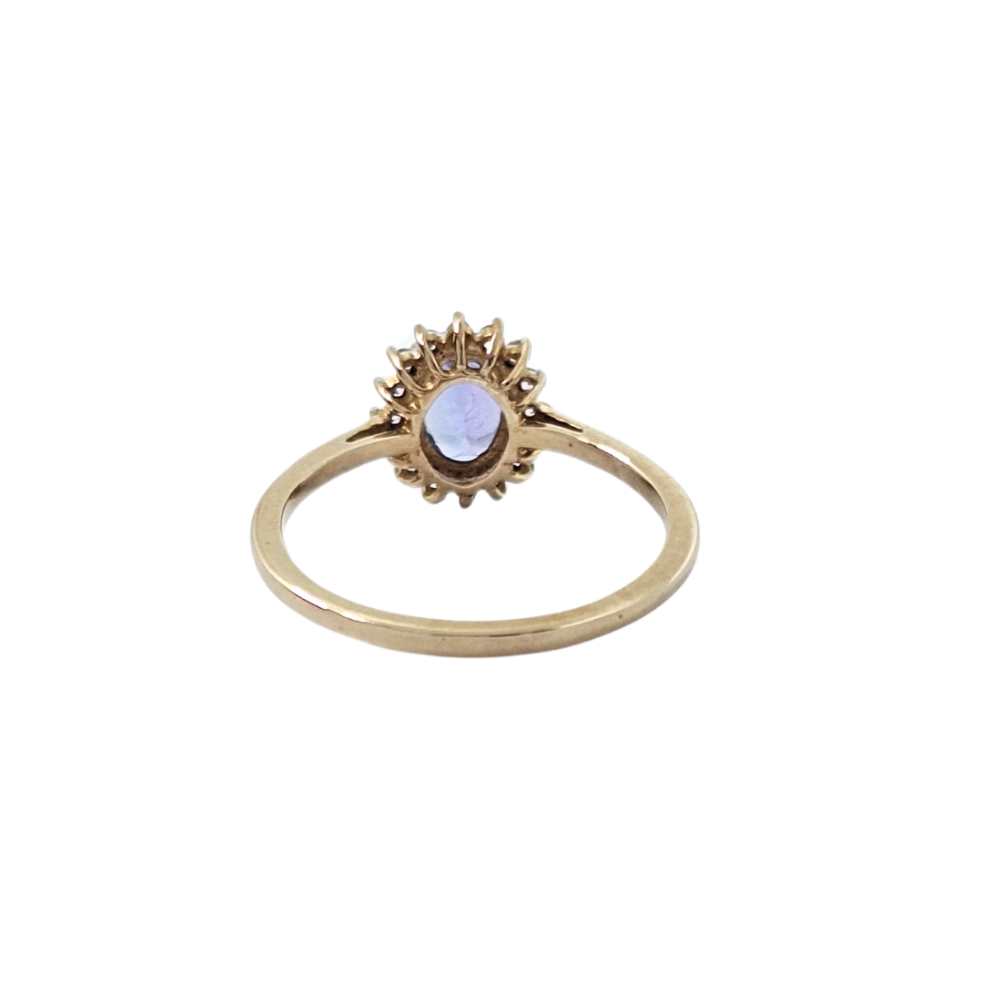 9ct Yellow Gold Peacock Tanzanite & Diamond Ring 2.30ct