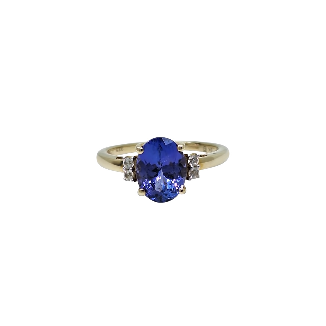 9ct Yellow Gold Tanzanite & Zircon Ring
