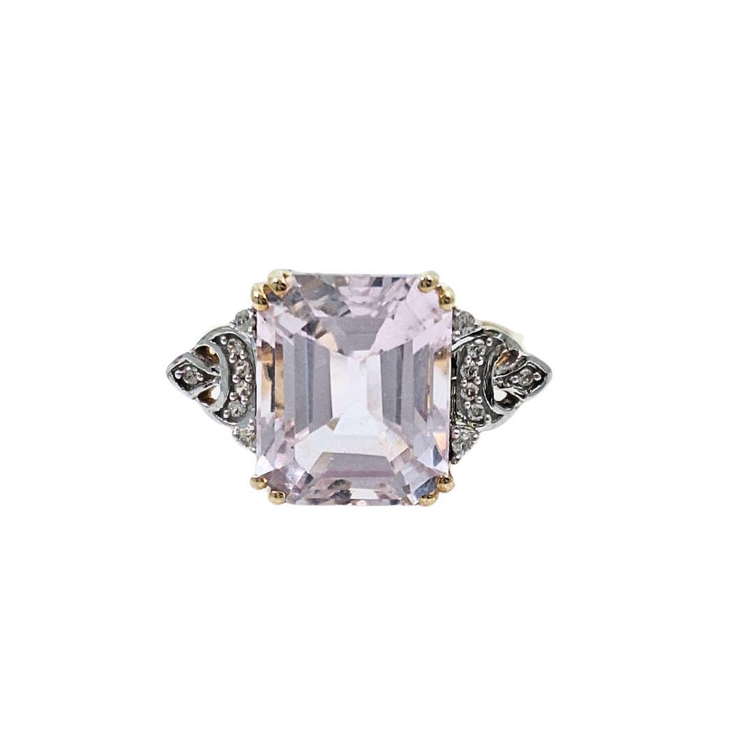 9ct Yellow Gold Kunzite & Zircon Ring 7.75ct