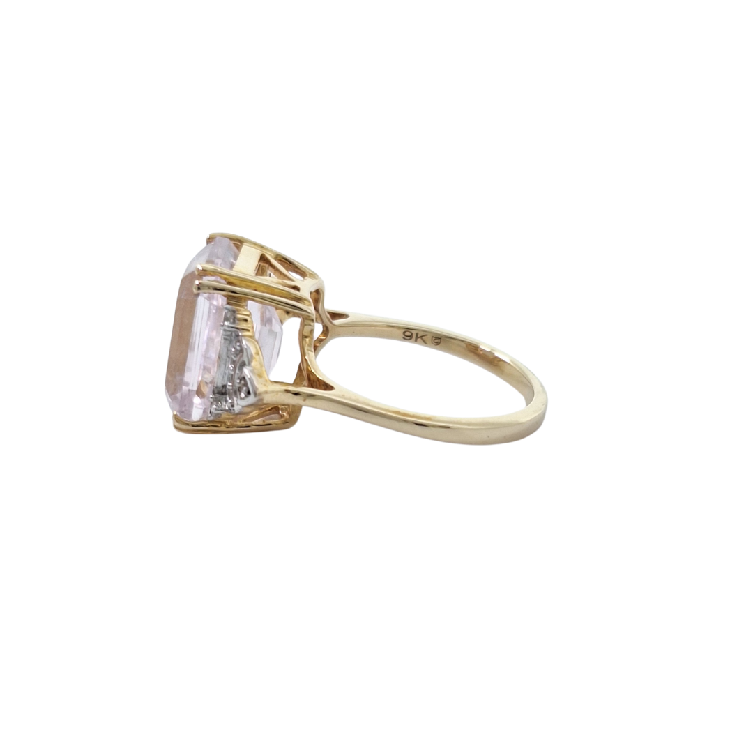 9ct Yellow Gold Kunzite & Zircon Ring 7.75ct