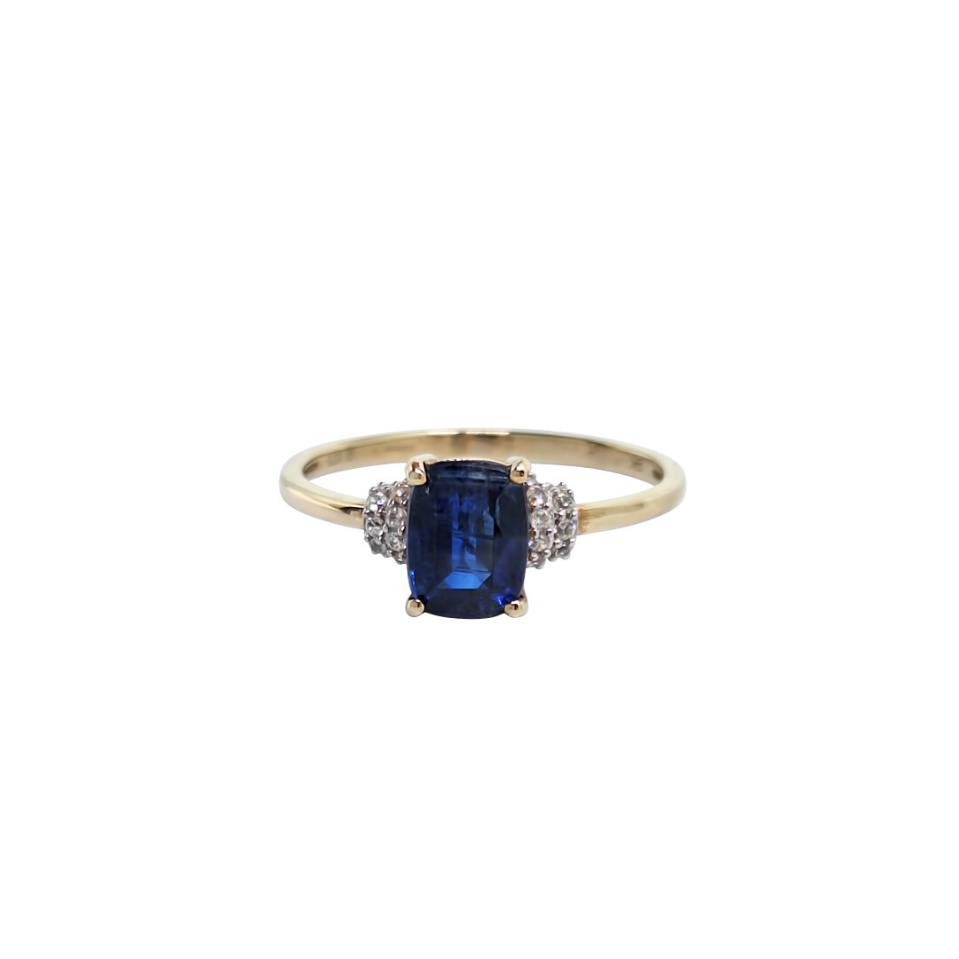 9ct Yellow Gold Nilamani & Zircon Ring 1.97ct