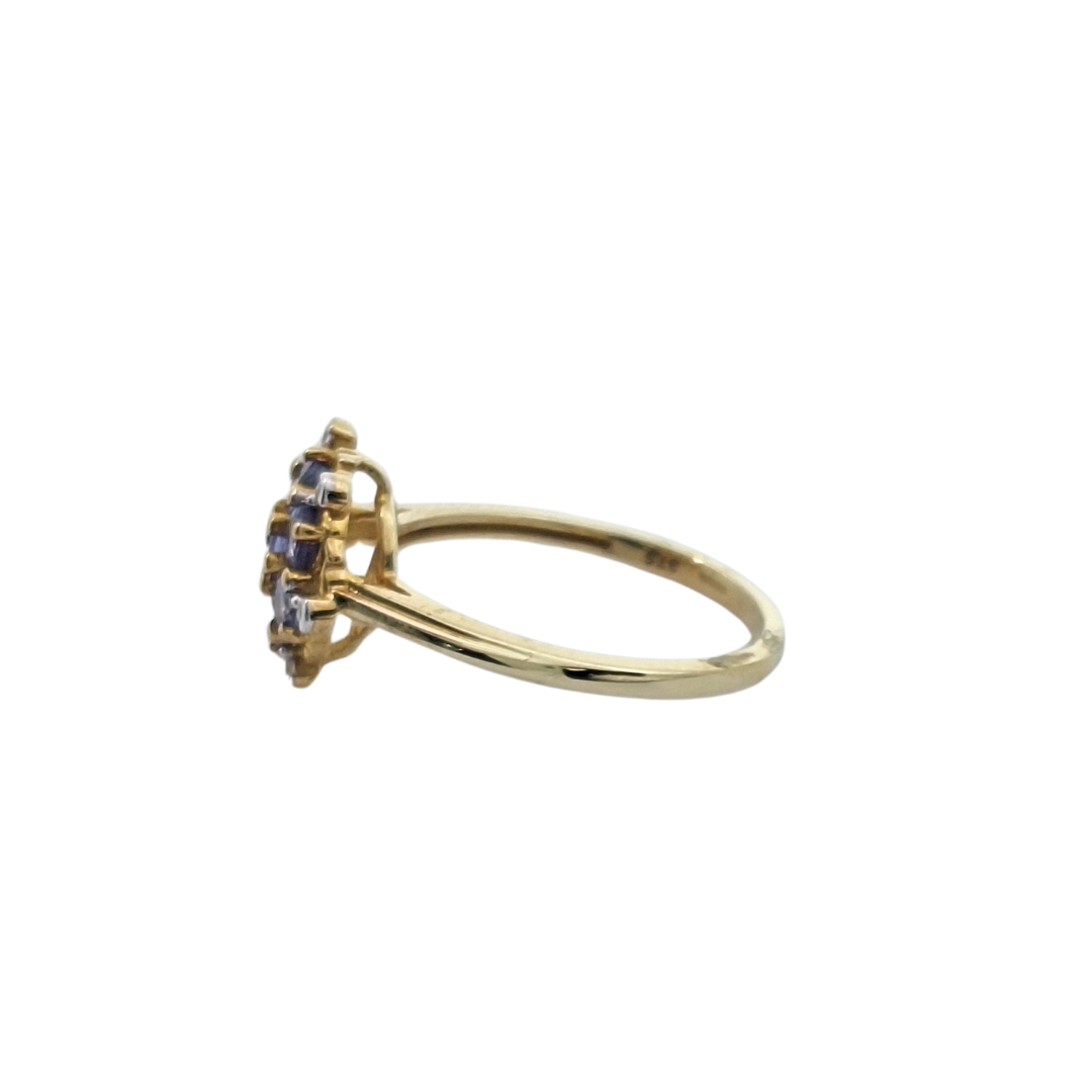 9ct Yellow Gold Tanzanite & Zircon Cluster Ring 0.76ct