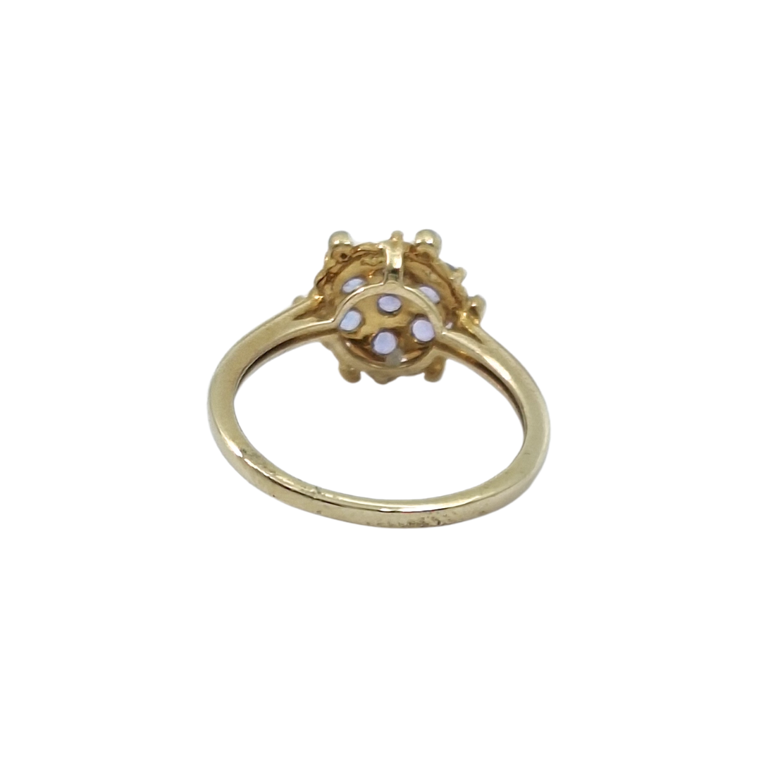 9ct Yellow Gold Tanzanite & Zircon Cluster Ring 0.76ct