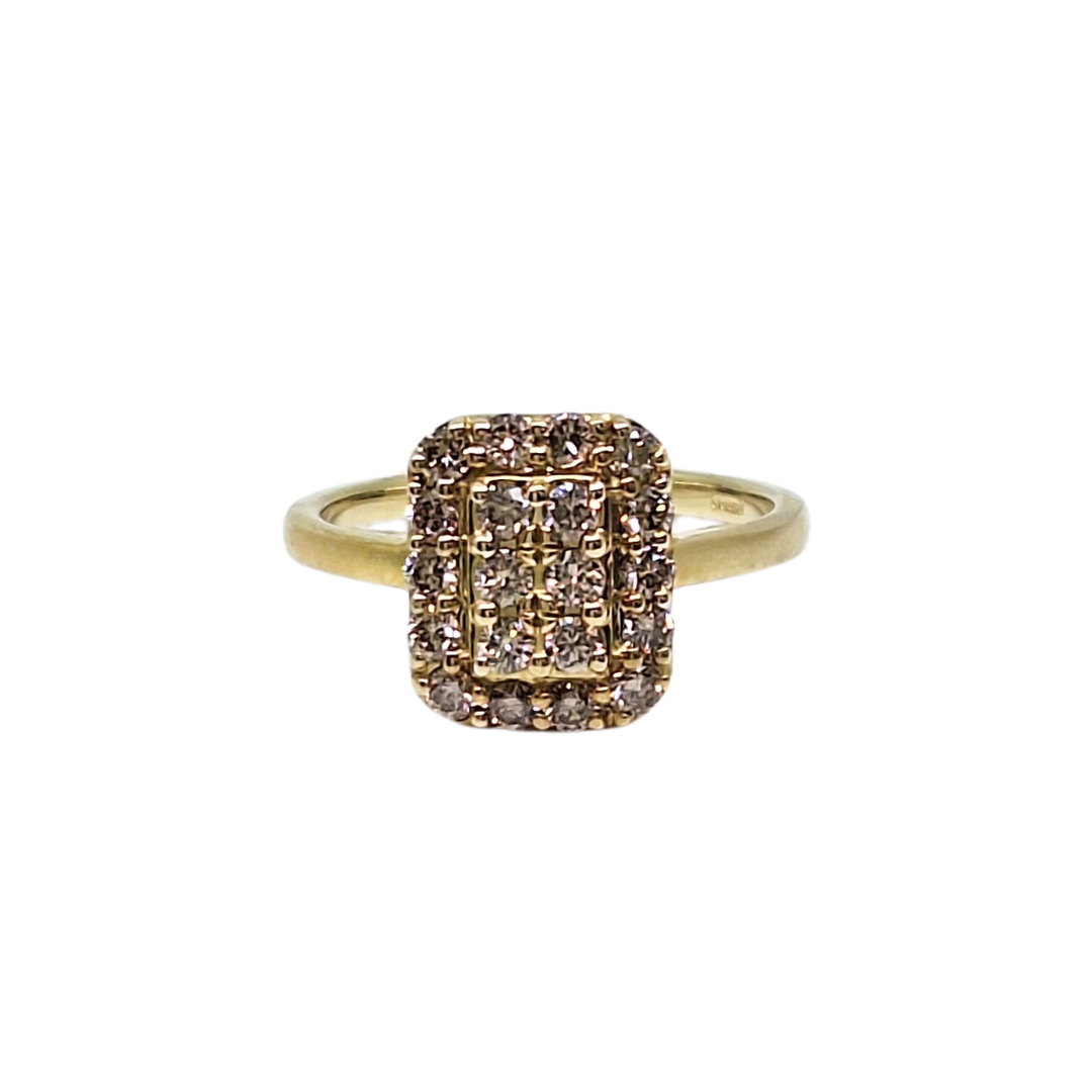 9ct Yellow Gold Champagne Diamond Cluster Ring 0.50ct