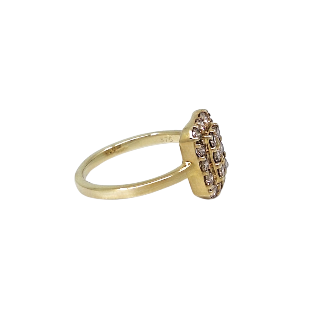9ct Yellow Gold Champagne Diamond Cluster Ring 0.50ct