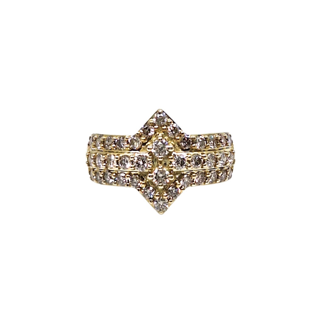 9ct Yellow Gold Champagne Diamond Cluster Ring 1.25ct