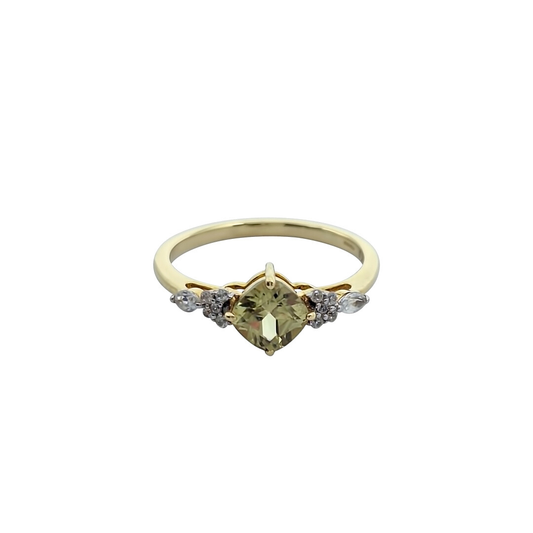 9ct Yellow Gold Csarite & Zircon Ring