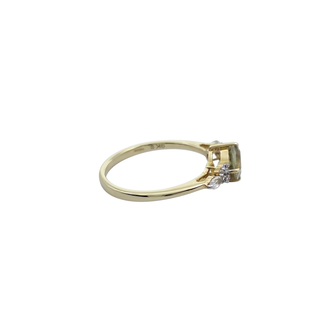 9ct Yellow Gold Csarite & Zircon Ring